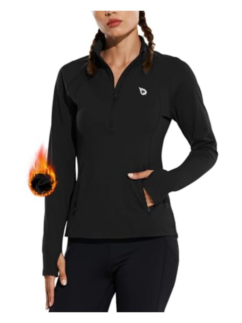 Fleece Half Zip Running Pullover Long Sleeve Thermal Workout Jacket
